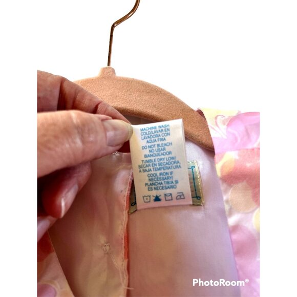 Girls 6X Floral Dress Cap-Sleeve Pink Yellow Sash Tie Button Back By Marmellata - Picture 4 of 7